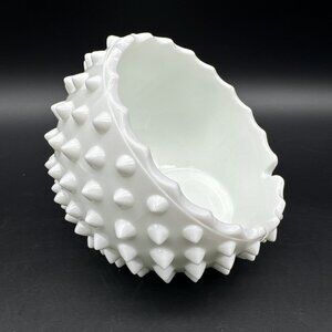 Vintage Fenton Milkglass Hobnail Orb Ashtray Trinket Dish MCM Farmhouse
